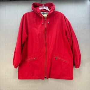 Eddie Bauer Jacket Women's Large Red Plaid Lining Hooded Vintage Preppy Normcore
